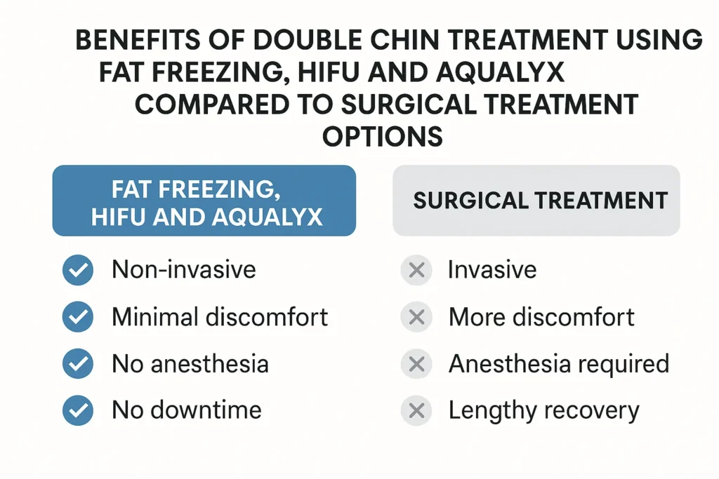 Graphic about the benefits of double chin treatment Chingford - from LA LIPO