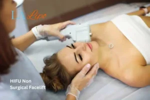 Woman having Hi-Fu to reduce wrinkles Chingford.