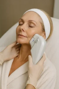 Woman receiving HIFU non surgical facelift treatment Chingford